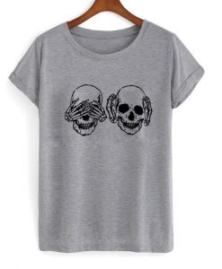 no see no hear skeleton devil t-shirt