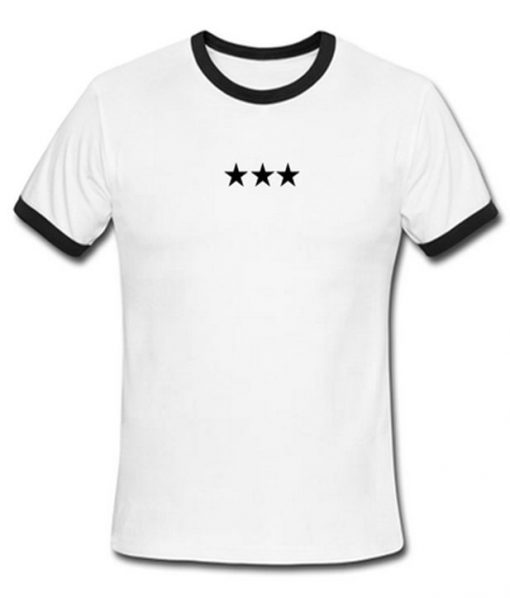 triple stars ringer t-shirt