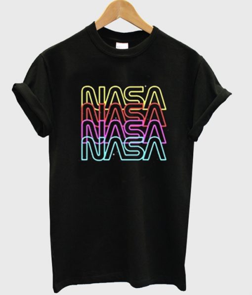 nasa font neon t-shirt