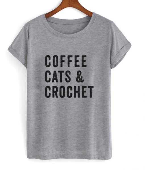 coffee cats and crochet t-shirt