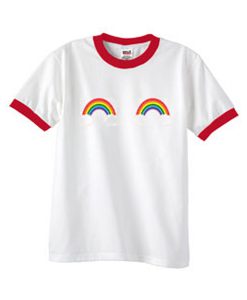 rainbow boobs ringer t shirt