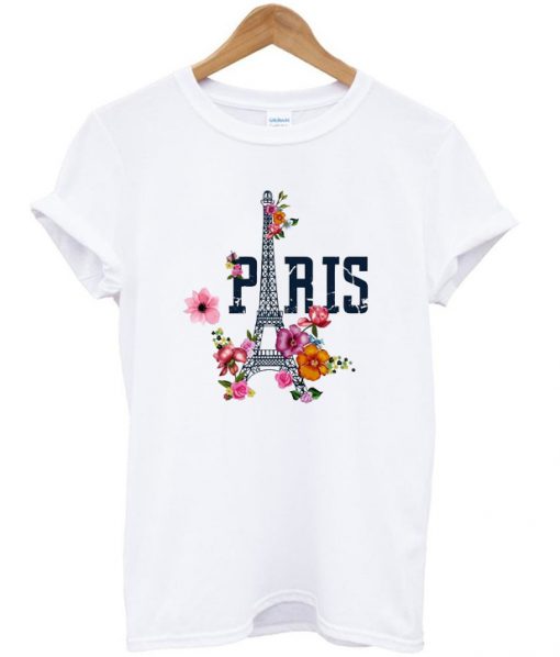 paris eiffel flower t-shirt