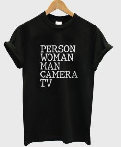 person woman man camera TV t-shirt